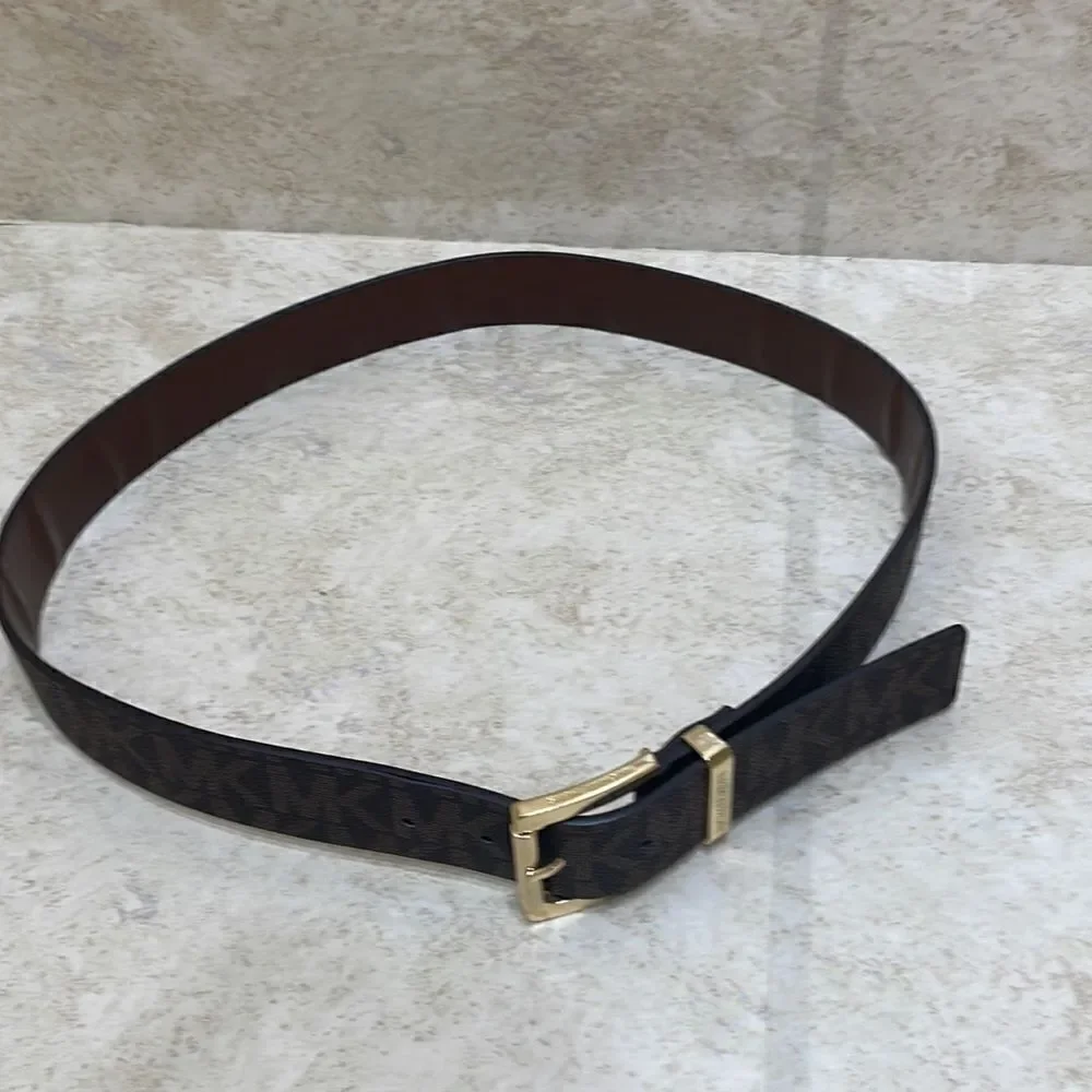 MICHAEL KORS SYNTHETIC‎ LEATHER MK DESIGN BELT IN BROWN